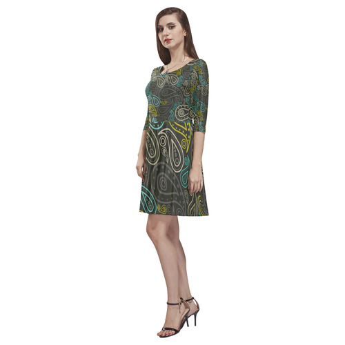 paisley art Tethys Half-Sleeve Skater Dress(Model D20)