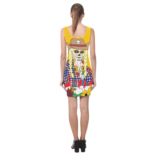 Cowgirl Sugar Skull Yellow Medea Vest Dress (Model D06)
