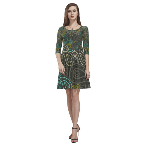 paisley art Tethys Half-Sleeve Skater Dress(Model D20)