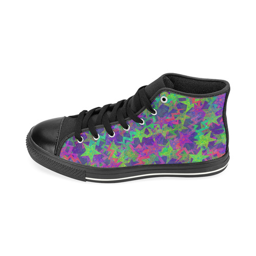 Purple Shooting Stars High Top Canvas Shoes for Kid (Model 017)