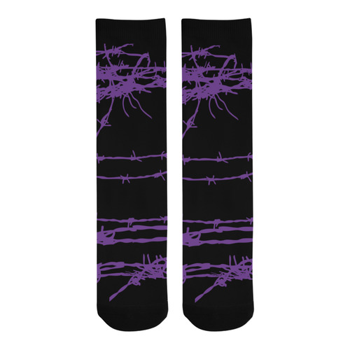 Purple Barbed Wire Goth Print Trouser Socks