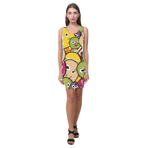 monster colorful doodle Medea Vest Dress (Model D06)