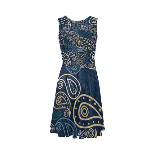 paisley illustration Sleeveless Ice Skater Dress (D19)