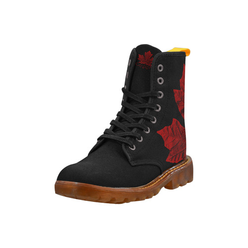 Canada Maple Leaf Boots Black Malpe Leaf Martin Boots For Women Model 1203H