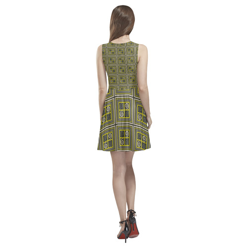 African Fabric Thea Sleeveless Skater Dress(Model D19)