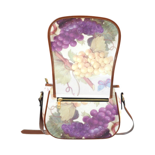 Purple Grapes Butterflies Vintage Floral Saddle Bag/Small (Model 1649) Full Customization