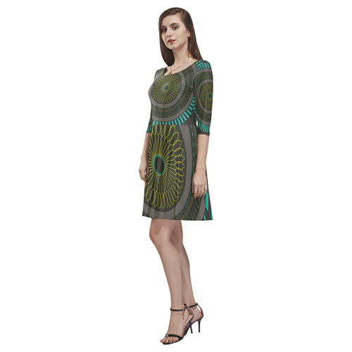 circle zen mandalas Tethys Half-Sleeve Skater Dress(Model D20)