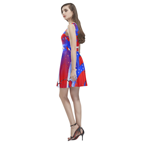 USA Umbrella Pop by Popart Lover Thea Sleeveless Skater Dress(Model D19)