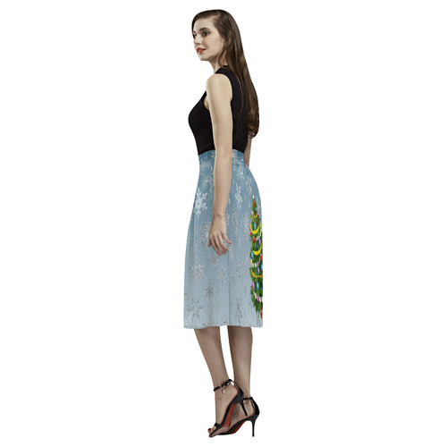 Christmas Tree, snowflakes Aoede Crepe Skirt (Model D16)