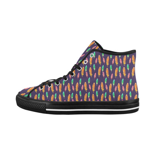 Multi Feather Print Black Vancouver H Women's Canvas Shoes (1013-1)