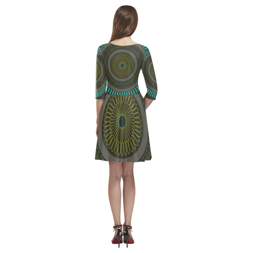 circle zen mandalas Tethys Half-Sleeve Skater Dress(Model D20)