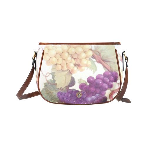 Purple Grapes Butterflies Vintage Floral Saddle Bag/Small (Model 1649) Full Customization