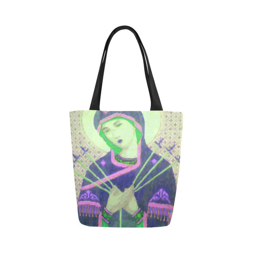 Virgin Mary Green Madonna Swords Christian Canvas Tote Bag (Model 1657)