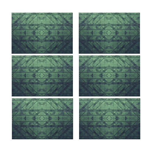 Sci-Fi Green Monster Geometric design Modern style Placemat 12’’ x 18’’ (Six Pieces)