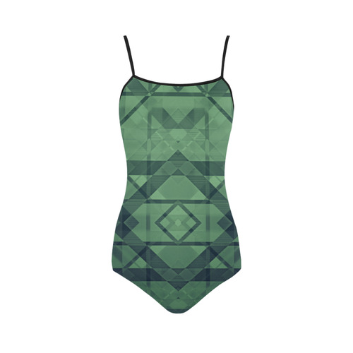 Sci-Fi Green Monster  Geometric design Strap Swimsuit ( Model S05)