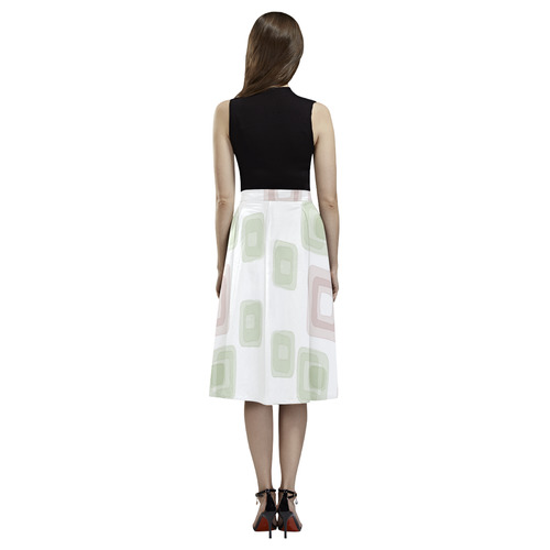 Green and Pink squares back to 70's pattern Aoede Crepe Skirt (Model D16)