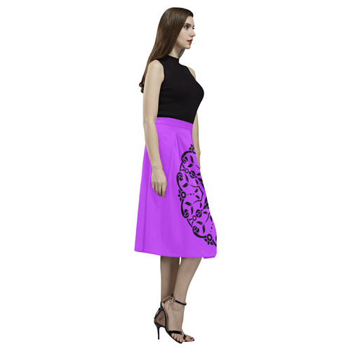 Luxury skirt with Black mandala art Aoede Crepe Skirt (Model D16)