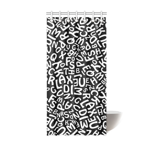 Alphabet Black and White Letters Shower Curtain 36"x72"