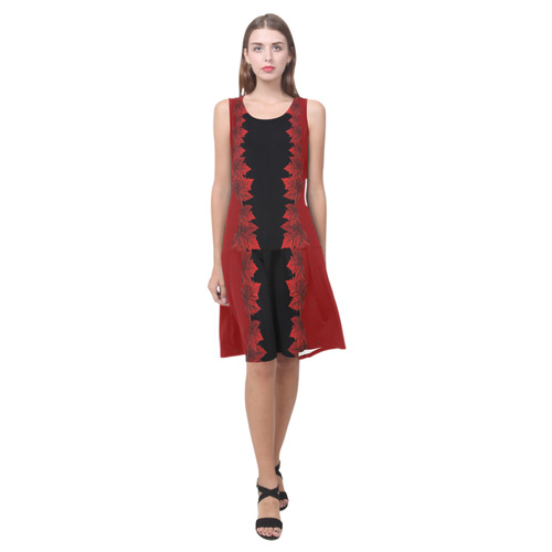 Canada Maple Leaf Dresses Black Canada Dress Sleeveless Splicing Shift Dress(Model D17)