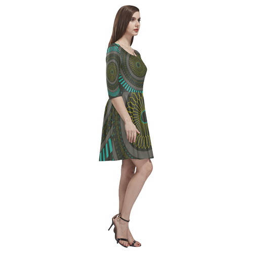 circle zen mandalas Tethys Half-Sleeve Skater Dress(Model D20)