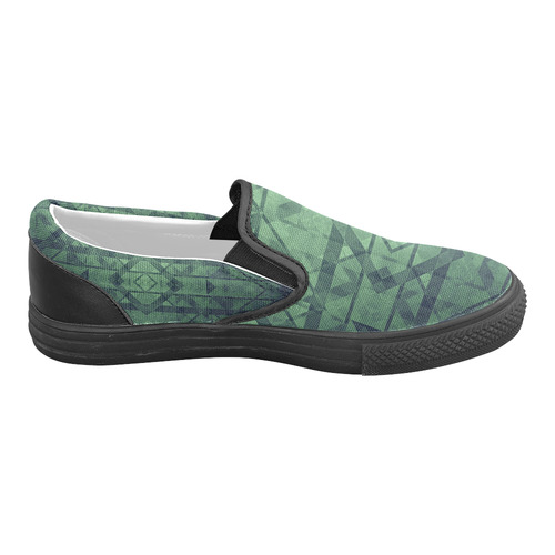 Sci-Fi Green Monster Geometric design Modern Women's Unusual Slip-on Canvas Shoes (Model 019)