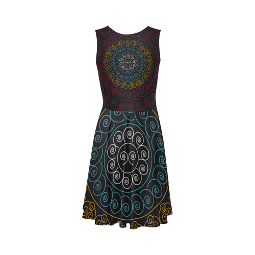 simply circular design mandala Sleeveless Ice Skater Dress (D19)