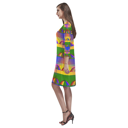 Pride Umbrella Pop by Popart Lover Rhea Loose Round Neck Dress(Model D22)