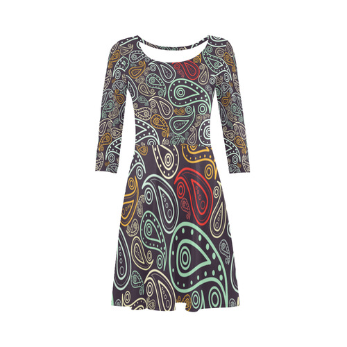 colorful paisley 3/4 Sleeve Sundress (D23)