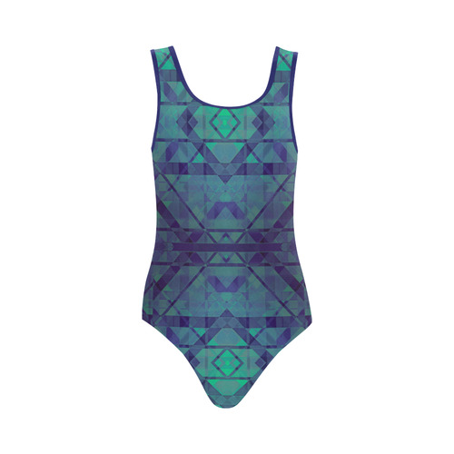 Sci Fi Dream Blue Geometric design Modern style Vest One Piece Swimsuit (Model S04)