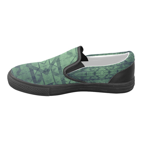 Sci-Fi Green Monster Geometric design Modern Women's Unusual Slip-on Canvas Shoes (Model 019)