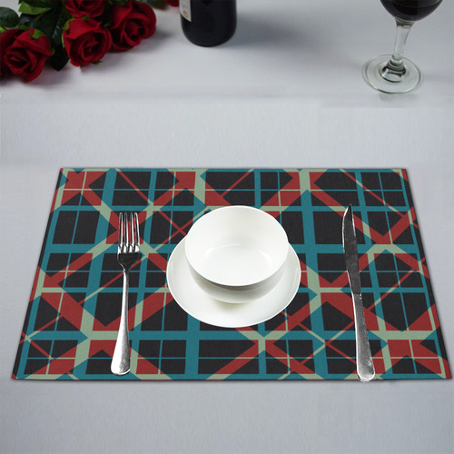 Plaid I Hipster style plaid pattern Placemat 12’’ x 18’’ (Set of 4)