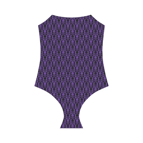 Gothic style Purple and Black Skulls Strap Swimsuit ( Model S05)