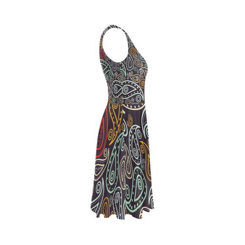 colorful paisley Sleeveless Ice Skater Dress (D19)