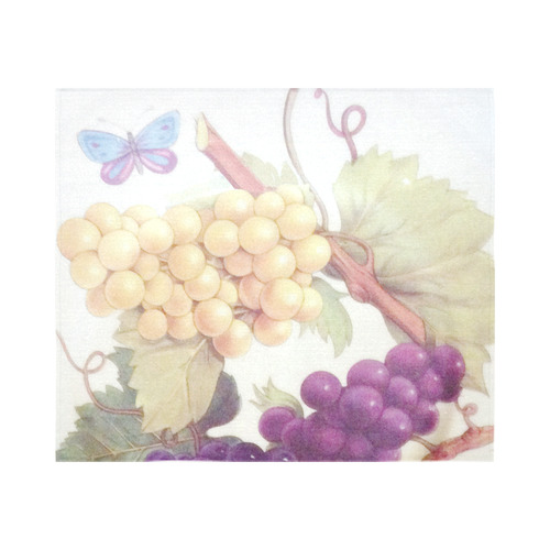 Purple Grapes Butterflies Vintage Floral Cotton Linen Wall Tapestry 60"x 51"