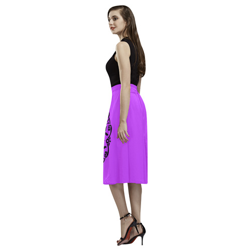 Luxury skirt with Black mandala art Aoede Crepe Skirt (Model D16)