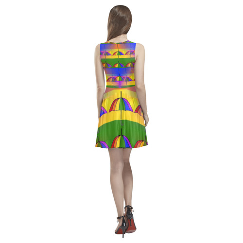 Pride Umbrella Pop by Popart Lover Thea Sleeveless Skater Dress(Model D19)