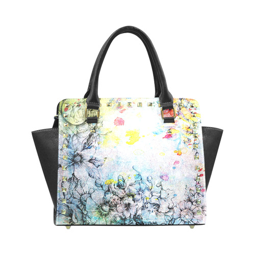 Flowers Wild Rivet Shoulder Handbag (Model 1645)