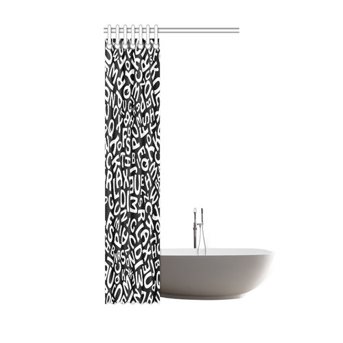 Alphabet Black and White Letters Shower Curtain 36"x72"