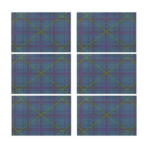 Neon plaid 80's style design Placemat 12’’ x 18’’ (Six Pieces)