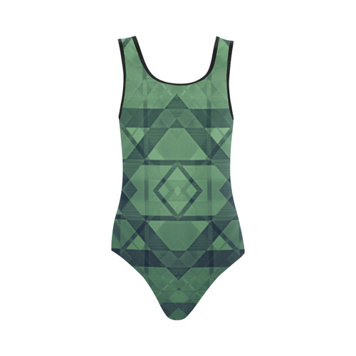 Sci-Fi Green Monster  Geometric design Modern style Vest One Piece Swimsuit (Model S04)