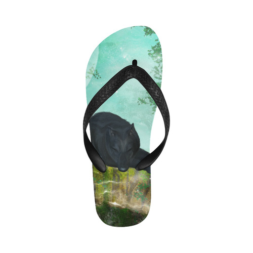 Sleeping wolf Flip Flops for Men/Women (Model 040)