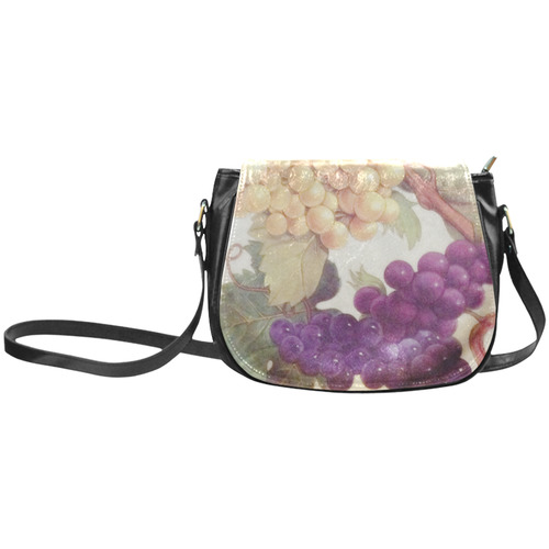 Purple Grapes Butterflies Vintage Floral Classic Saddle Bag/Large (Model 1648)