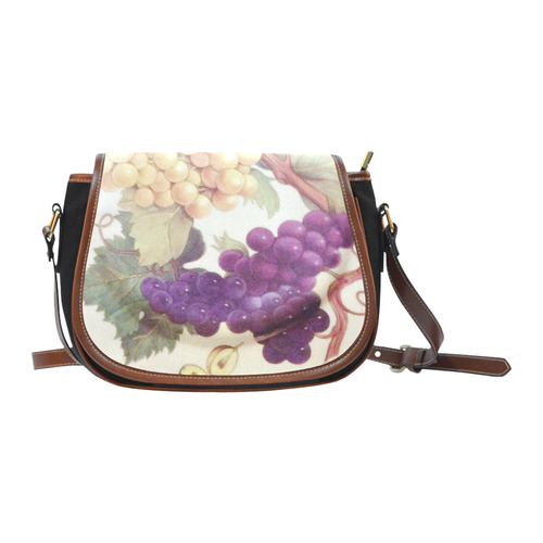 Purple Grapes Butterflies Vintage Floral Saddle Bag/Small (Model 1649)(Flap Customization)