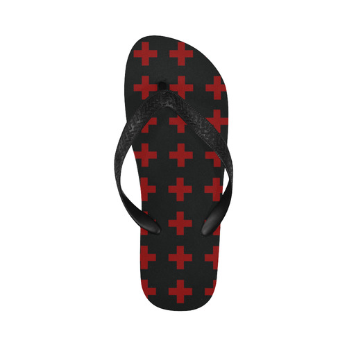 Punk Rock style Red Crosses Pattern design Flip Flops for Men/Women (Model 040)