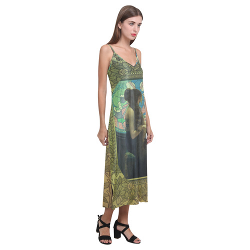 Viva La Musica V-Neck Open Fork Long Dress(Model D18)