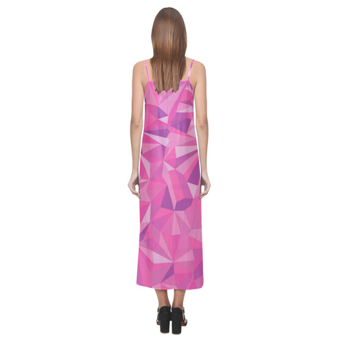 Poppin' Pink Topaz V-Neck Open Fork Long Dress(Model D18)