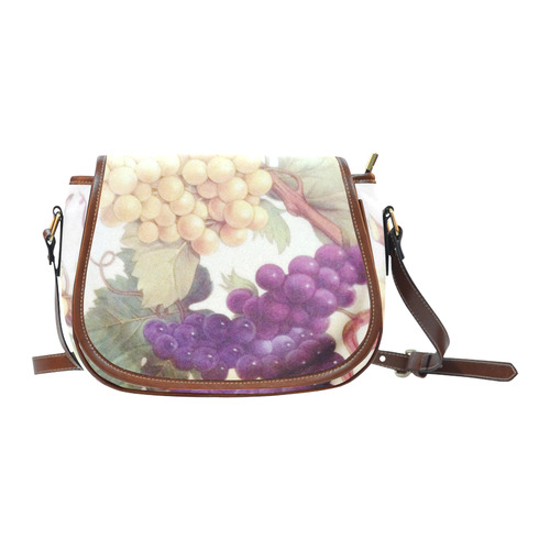 Purple Grapes Butterflies Vintage Floral Saddle Bag/Small (Model 1649) Full Customization