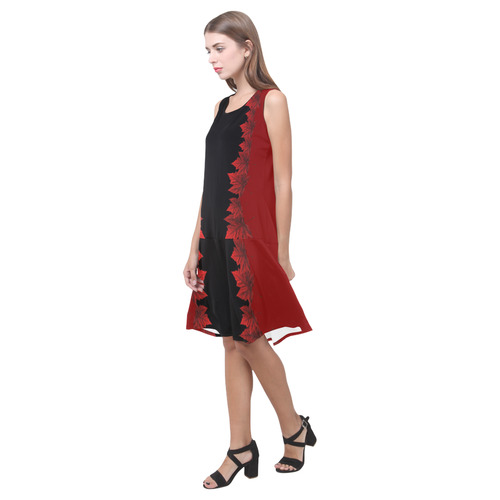 Canada Maple Leaf Dresses Black Canada Dress Sleeveless Splicing Shift Dress(Model D17)