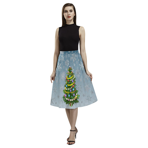 Christmas Tree, snowflakes Aoede Crepe Skirt (Model D16)