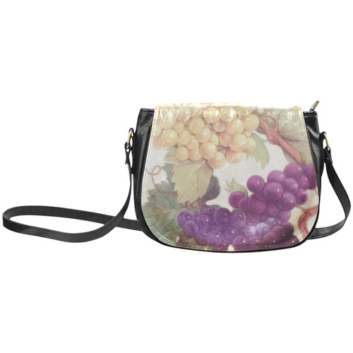 Purple Grapes Butterflies Vintage Floral Classic Saddle Bag/Small (Model 1648)